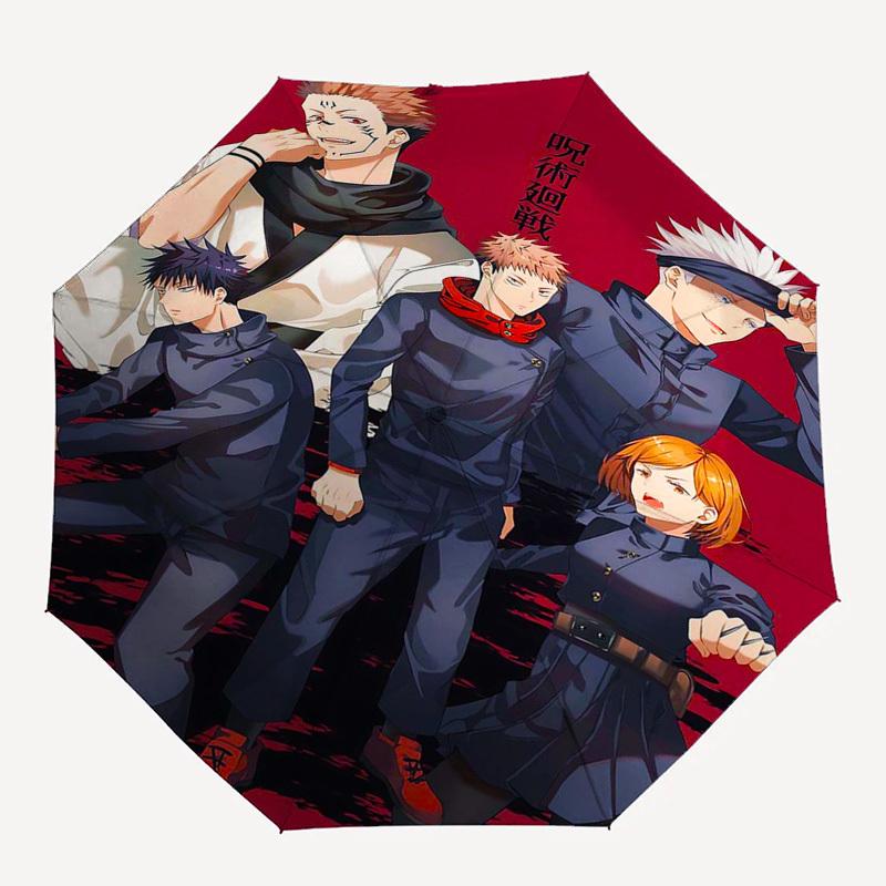 1pc Jujutsu Kaisen Characters Outdoor Umbrella - Automatic Opening/Closing, Portable 3-Fold Design, 8-Rib Iron Frame - Perfect Gift for Fans, Traveler