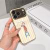 Lucky Start Phone Case For iPhone 17 16 15 14 13 12 11 Pro Max 16E Gold Electroplated glass shell  Brushing Monkey Cover