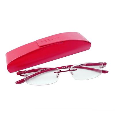 BEGLAD Óculos de Leitura Elegantes com Estojo BL3007RD Armação Leve Sem Aro Grau (Dioptria +1.0)