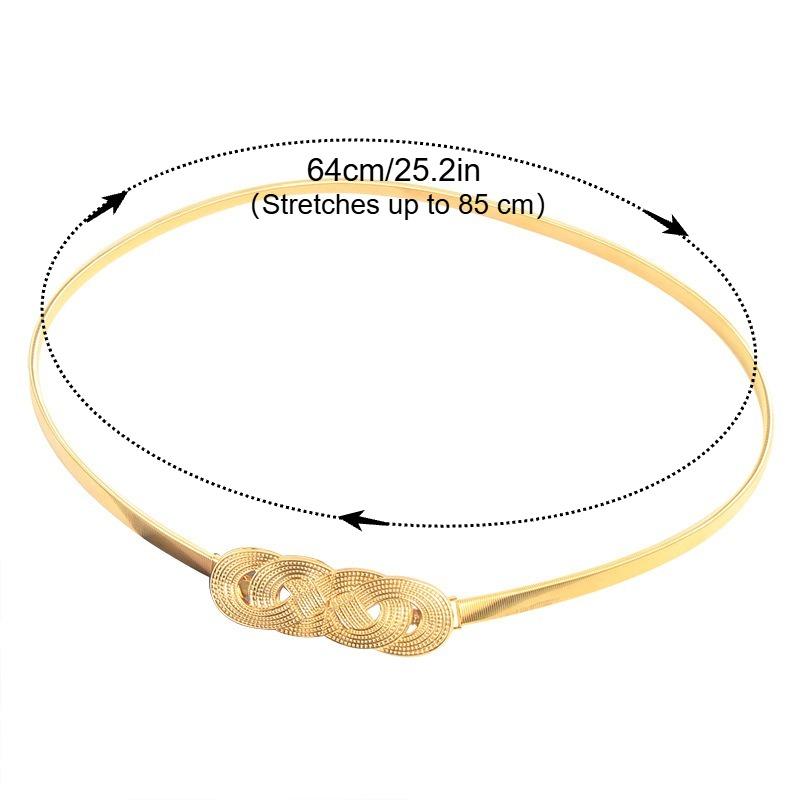 Metal Elastic Thin Waist Belt for Women with Rose Motif—Waist Chain to Accessorize Dresses Versatile Waist-Cinching Belt