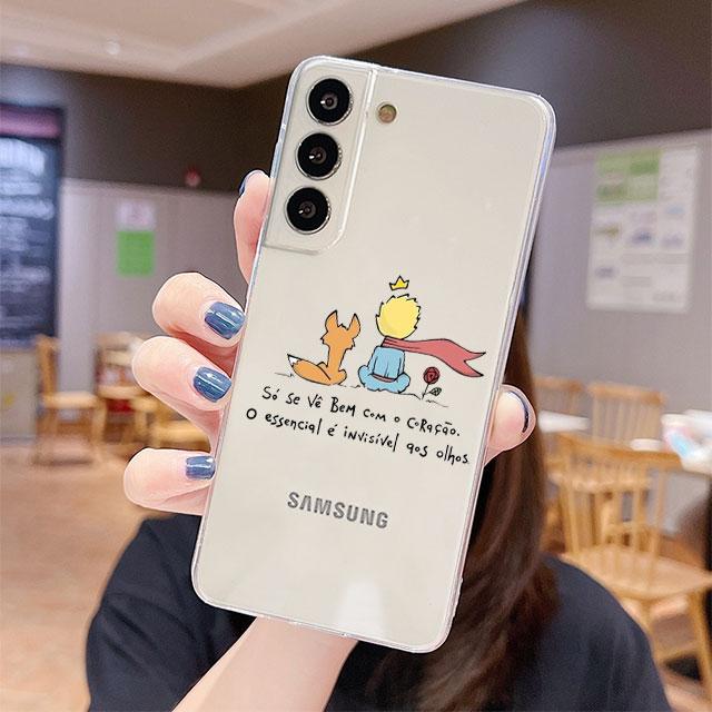 Průhledný kryt pro Samsung Galaxy S22 S20 FE S21 S10 S9 Plus Note 20 Ultra 10 Lite 9 Měkký TPU telefonní obal Kreslený Malý princ