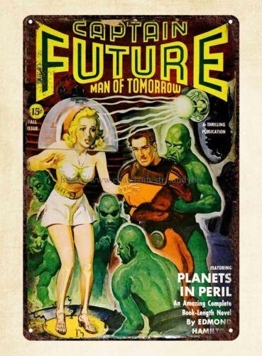 Captain Future science fiction pulp magazine cover metal tin signAluminum 20x30cm(7.8x11.8inch)