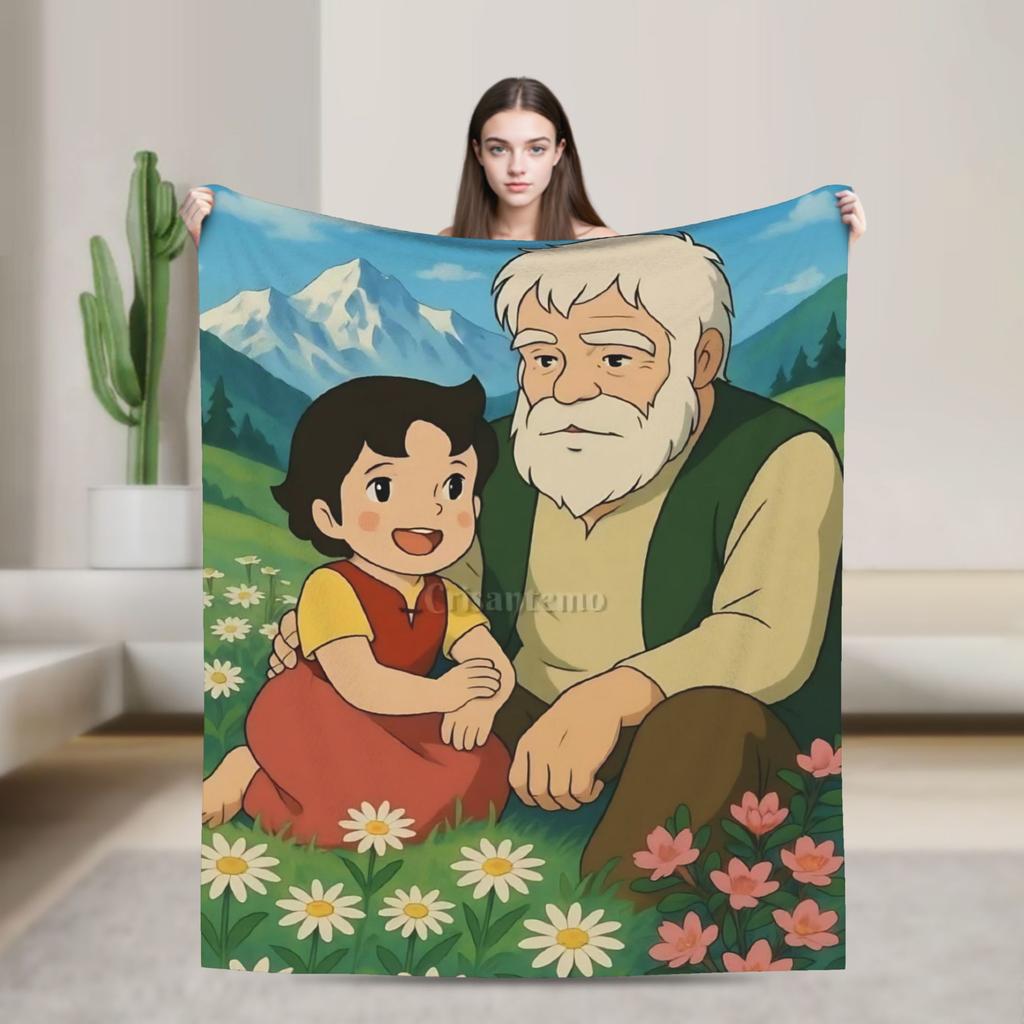 Heidi, Mädchen der Berge Decke Warmes bedrucktes Plüsch-Kuscheldecke für Wohnzimmer Picknick Flanell Bettüberwurf Bettbezug