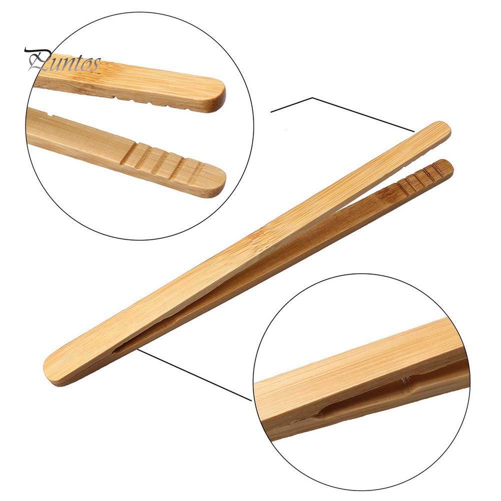 Puntos 4Pcs Bamboo Food Clip Toaster Salad Cake Tea Tweezer Clamp Tongs Cooking Tool