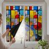 Static Cling Window Film, Full Blackout, Colorful Geometric Privacy UV Blocking, Reusable Heat Insulation Window Sticker for Home Office
