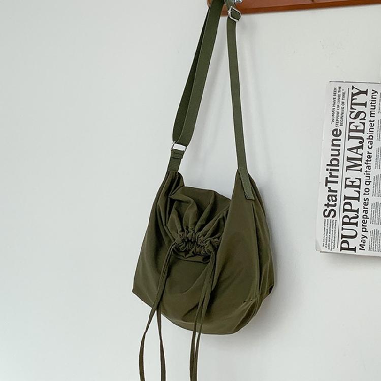 Drawstring Crossbody Shoulder Bag Simple Fashion Bag Versatile Bag Nylon Bags