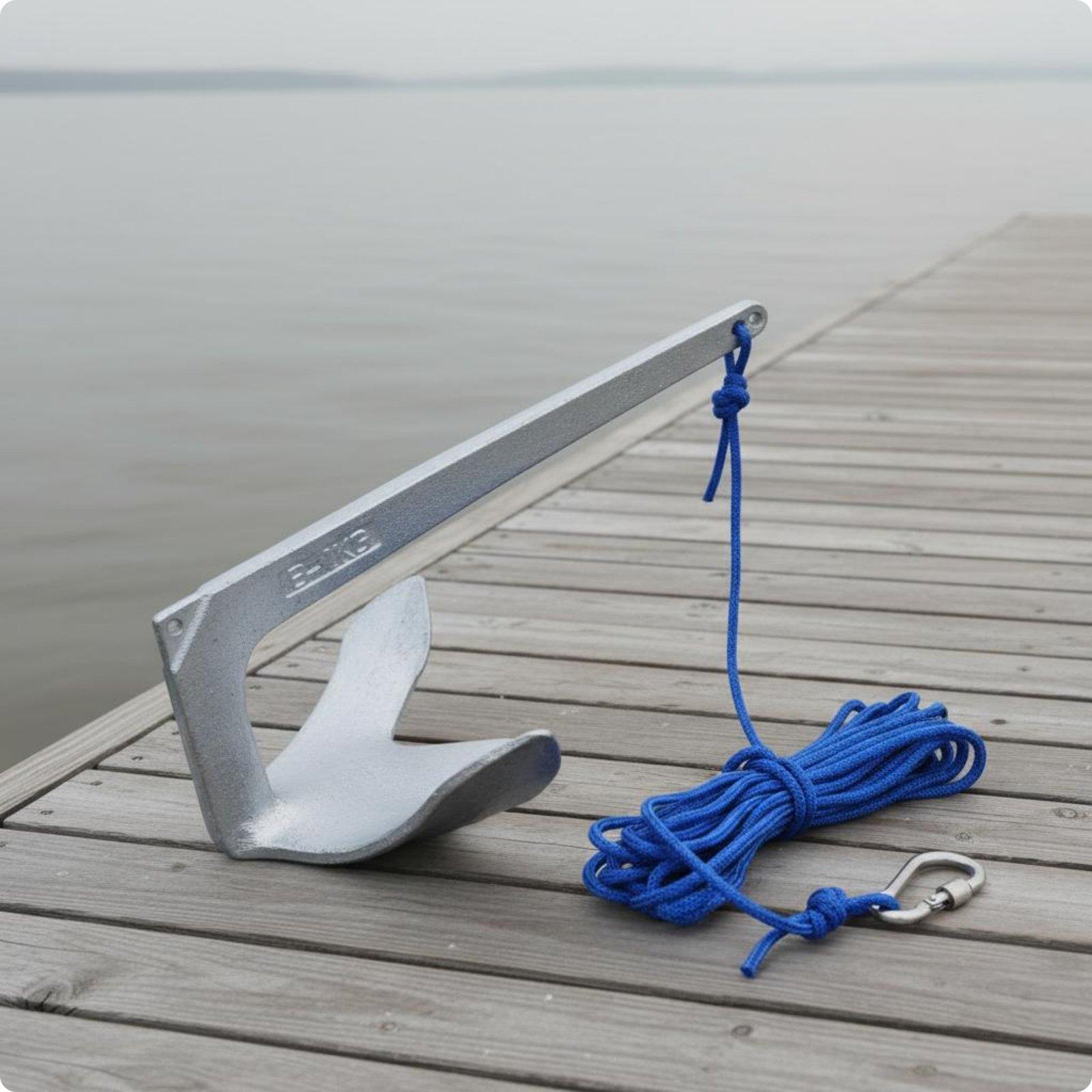 Bruce Anchor Stainless Steel Kayak Anchor Marine Equipment Quick Connect Hook Corrosion Resistant for Dinghy, Yacht 1KG SET - Hot-dip