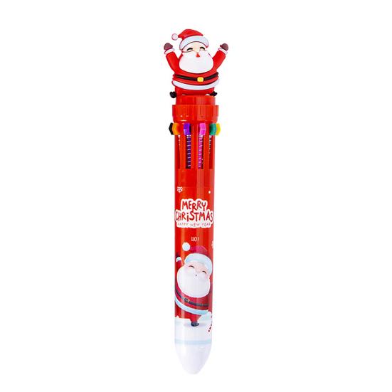 Christmas Ballpoint Pens 10-in-1 Retractable Cute Santa Snowman Pens Festive Writing Tool for Kids School Supplies Students
