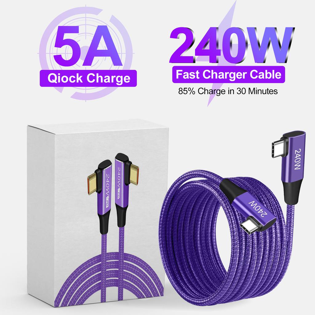 PD 240W USB Type C to Type C Fast Charging Cable For iPhone 15 Pro Max Samsung S24 23 22 Xiaomi Macbook Laptop 6A Charger Cable