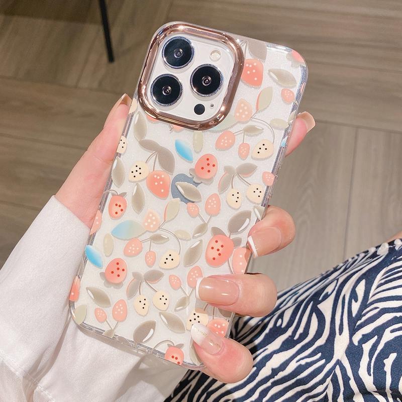 Fashion Flowers Transparent Phone Case For Iphone 11 12 13 14 Pro Max Plus Shockproof Bumper Back Cover