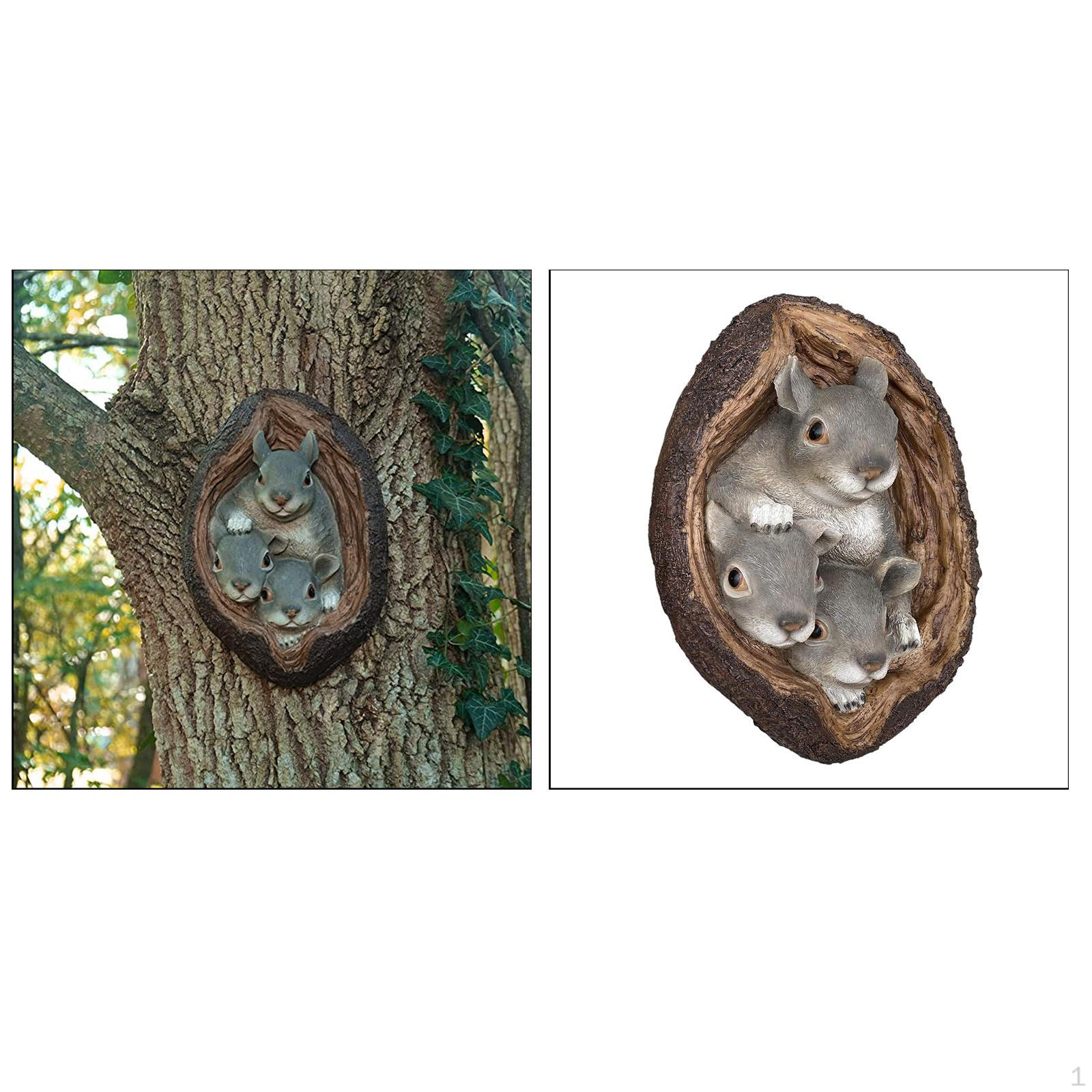 Squirrel Tree Hugger Outdoor, Statues Decor, Resin Wall Sculpture Ornament, for Indoor or -