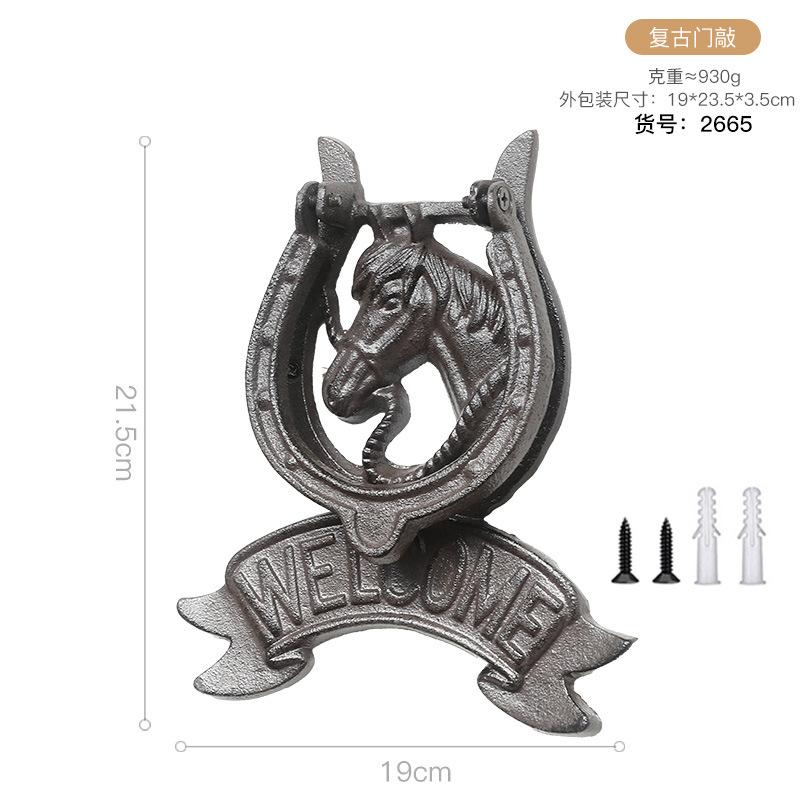

Vintage Cast Iron Door Ring Knocker Horse s Head Gate Round Ring Handle Entrence Door Knock Home Decor Animal Door Buckle