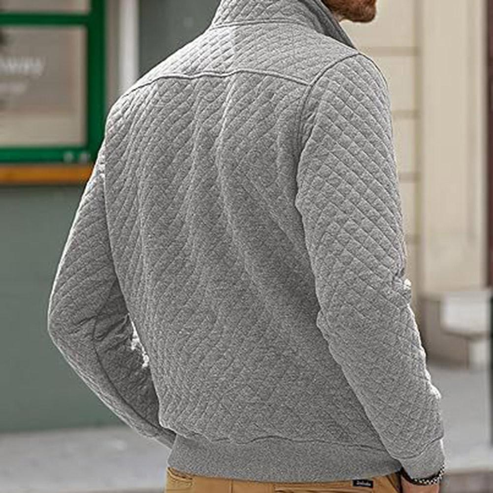 Herren Stehkragen Gitter Langarm Sweatshirt Vintage Kontrastfarbe Pullover