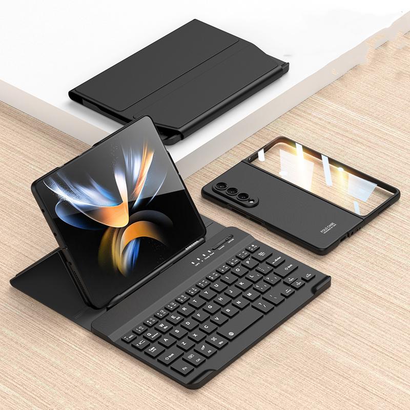 Folding Leather Case For Samsung Galaxy Z Fold 4 3 Phone Cover Magnetic Keyboard Kickstand Hard Plastic S Pen Slot Case No S Pen