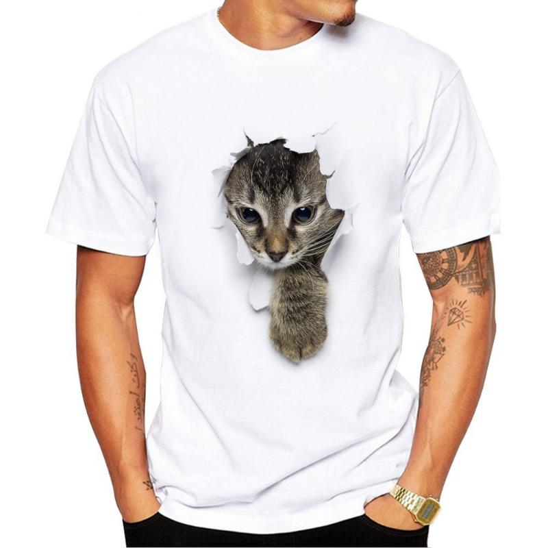 Modisches Herren Rundhals Kurzarm 3D Tier Farbdruck Tier Kurzarm Rundhals T-Shirt