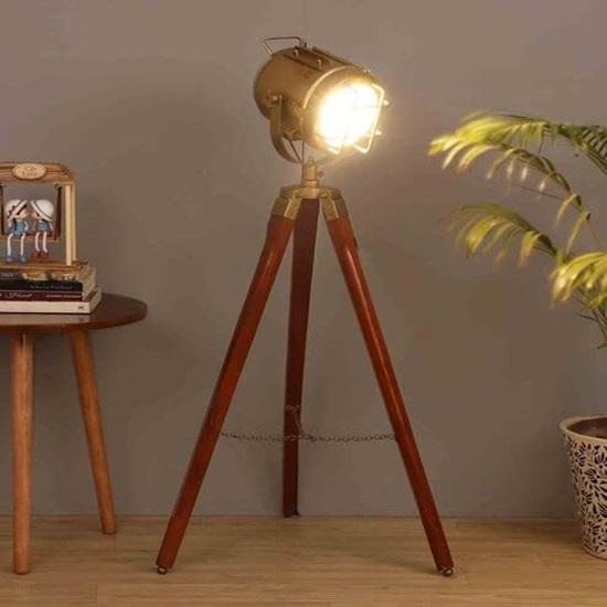 Pack of 1 Spotlight Tripod Floor Lamp, Brass,