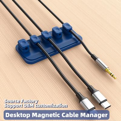Self-Adhesive Magnetic Silicone Cable Clamp Desktop Multi-Purpose Wire Organizer With 5 Clip Mouse Cord Management Clamp Durable