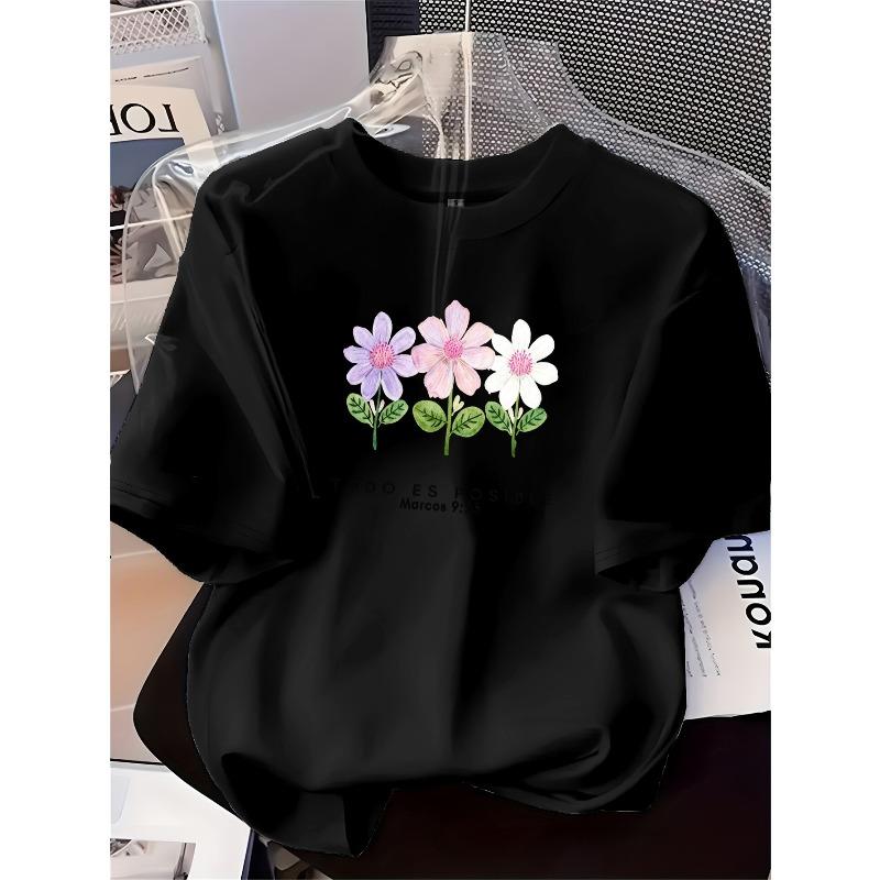 

European Size Women s Fashion Printed Top, Soft, Versatile, Creative Green Floral Pattern 4XL