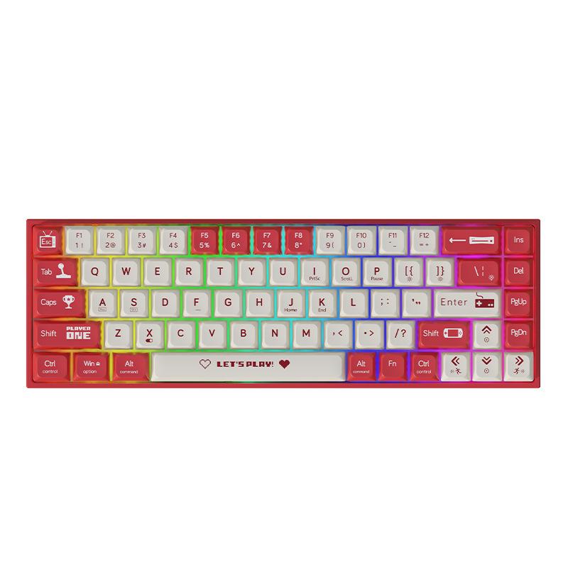Black Duke AK680 Dual-Mode Wireless/Wired Mechanical Keyboard, Hot-Swappable, 68 Keys, Tea & Red Switch Options