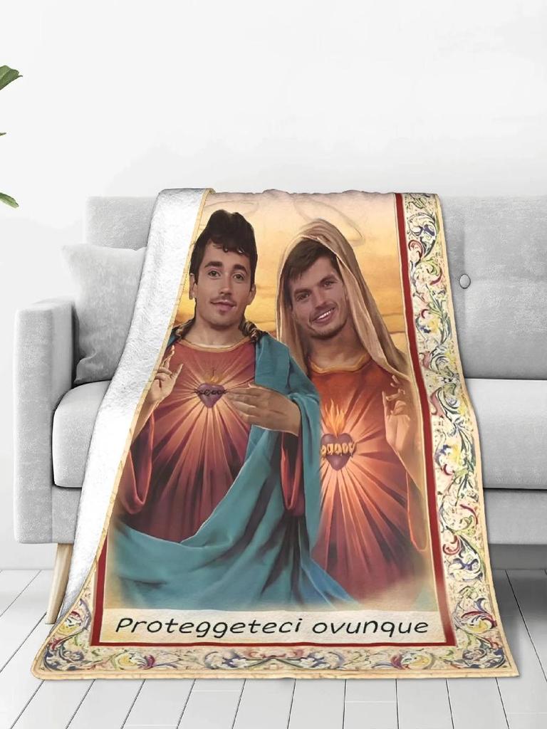 Max Verstappen Charles Leclerc Blankets Soft Warm Novelty Plush Bedding Throws for Cozy Home Decor Student Dorms Flannel Bedspr