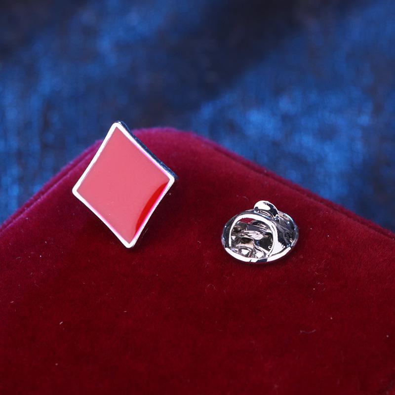 Harajuku Poker Series Card Brooch: Spade, Club, Diamond, Heart Metal Lapel Pin Accessory