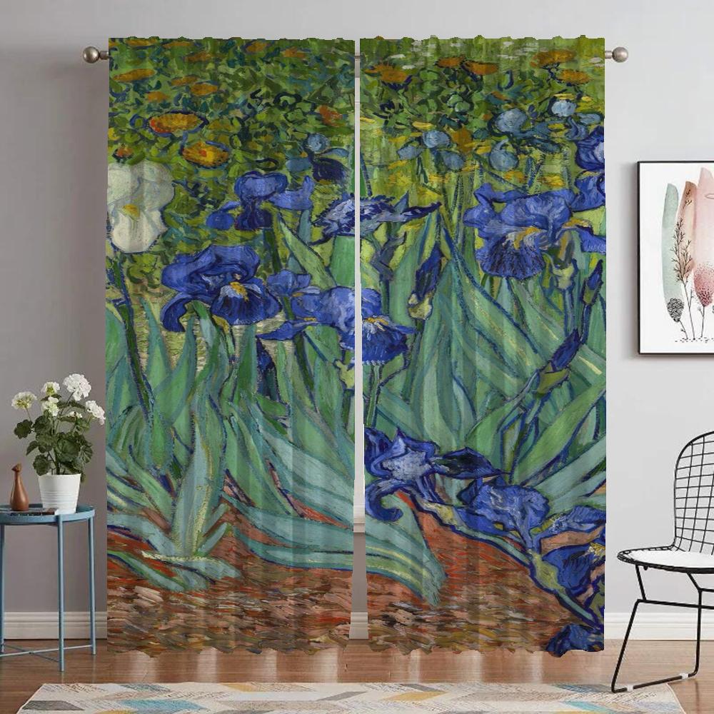 Van Gogh Blackout Curtain for Room 2 Panel Home Interior Curtains for Camera Halloween Decoration Shades Partition Living Child