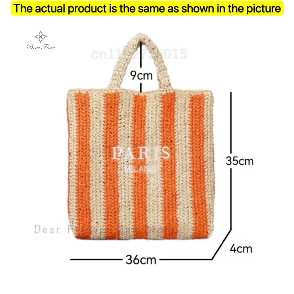 Women'S Fashion Large Capacity Handmade Straw Knitting Tote Bag Summer Travel Beach Shoulder Bags Casual Simple Portable Handbag
