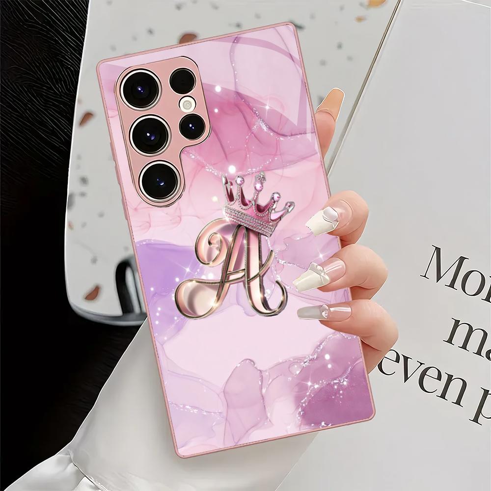 Die Glas-Handyhülle mit dem Design Krone A ist geeignet für Samsung Galaxy S26 S25 S24 S22 S21 S20 FE/Ultra/Plus stoßfest