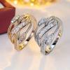 Elegant Women's Twisted Leaf Wide Band Mixed Bag and Round Pave Synthetic Zirconia Sequin Ring Suitable for Daily Wear, Banquets, and Mother's Day