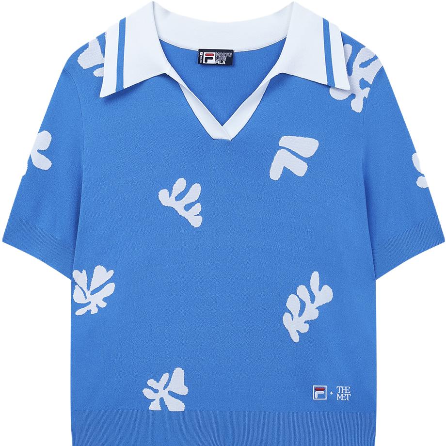 

FILA Logo Fashion Versatile Casual Pullover Knit Short Sleeve T-Shirt Women Tops Bright-Blue F11W338402F-BU M