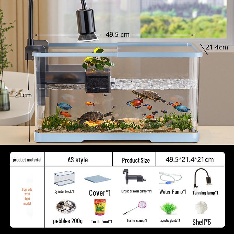 Versatile Desktop Turtle & Fish Aquarium with Basking Platform and Integrated Circulation System