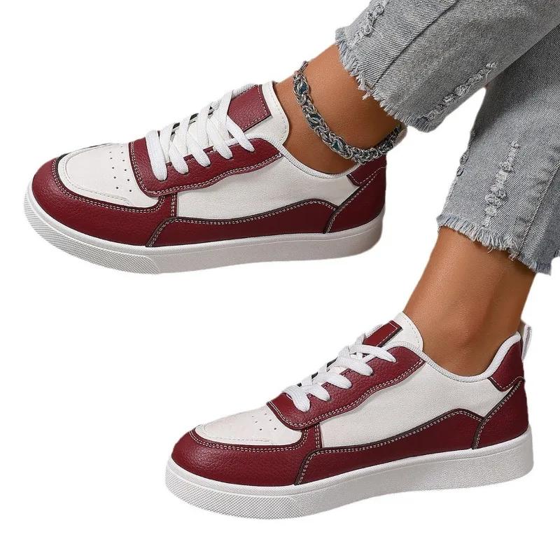 Fashion Womens Walking Shoes Platform Soles Skateboard Shoe Comfortable Fashion Women Tennis Sneakers Color-blocked