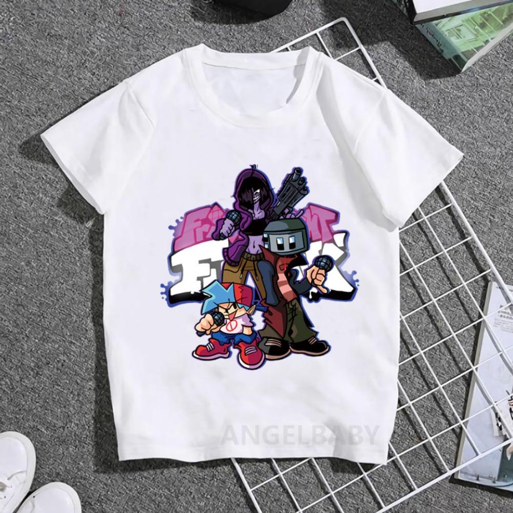 Hot Game Friday Night Funkin Cartoon Kids T shirt Girls Summer Fashion Tops Baby Boys Clothes Children Short Sleeve T-shirt