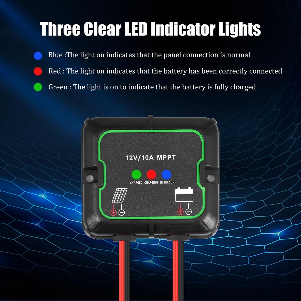 MPPT Solar Charge Controller 12v Waterproof Intelligent Portable Controller for AGM Gel Flooded and Lithium Battery