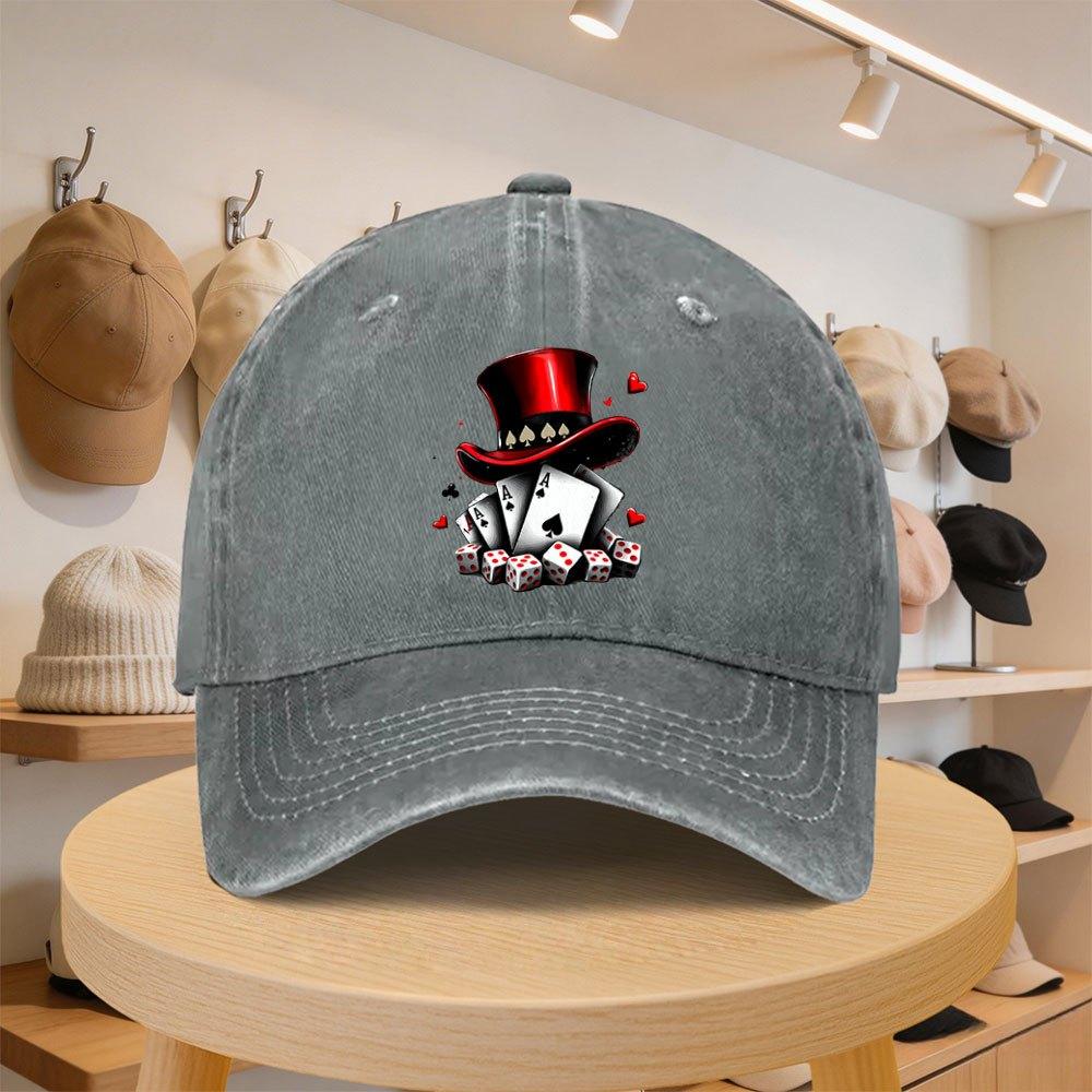 Unisexs Poker Dice Baseball Cap Adjustable Casual Duckbill Hat for SpringAutumn Beach Travel Unisex Fashion Cap