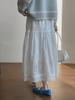 "Little Fresh" Solid Color Lace Hollow Cotton Umbrella Skirt - Women’s White Skirt