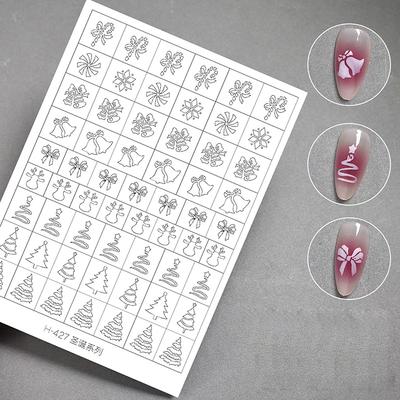Airbrush Stencil For Nails Winter Snowflake Snow Tree Christmas Decors Hollow Nail Stickers Airbrush French Manicure Tips