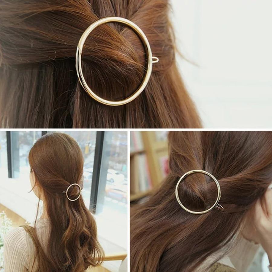 5pcs Elegant Round Hair Clip - Durable Golden Hair Accessory for Women & Men, Unisex Adult Everyday Styling, Secure Hold for Casual & Formal Occasions