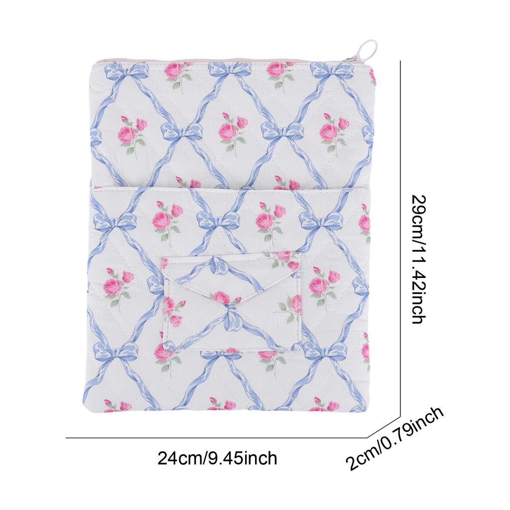 Flower Printed Computer Sleeve Bag Puffy Laptop Carrying Case Tablet Protective Cover Cute Clutch Purse for 11-15 Inch Laptop