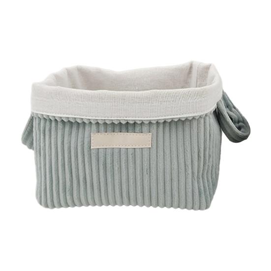 

Складаний вельветовий кошик для зберігання, складний кошик для зберігання з бічними ручками, настільний органайзер для зберігання іграшок, організація туалетного столика S синій/сірий