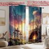 2D flat Photography Backdrop Scene Backdrop Easter Sunrise Resurrection 100% Polyester Family Party for Suitable for indoor