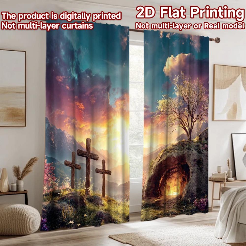 2D flat Photography Backdrop Scene Backdrop Easter Sunrise Resurrection 100% Polyester Family Party for Suitable for indoor