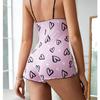 Women's Pajamas One Piece Pajamas Red Lip Printed Sleeveless Pijama Short Onesie Adults V-Neck Suspenders Funny Pajamas Bodysuit