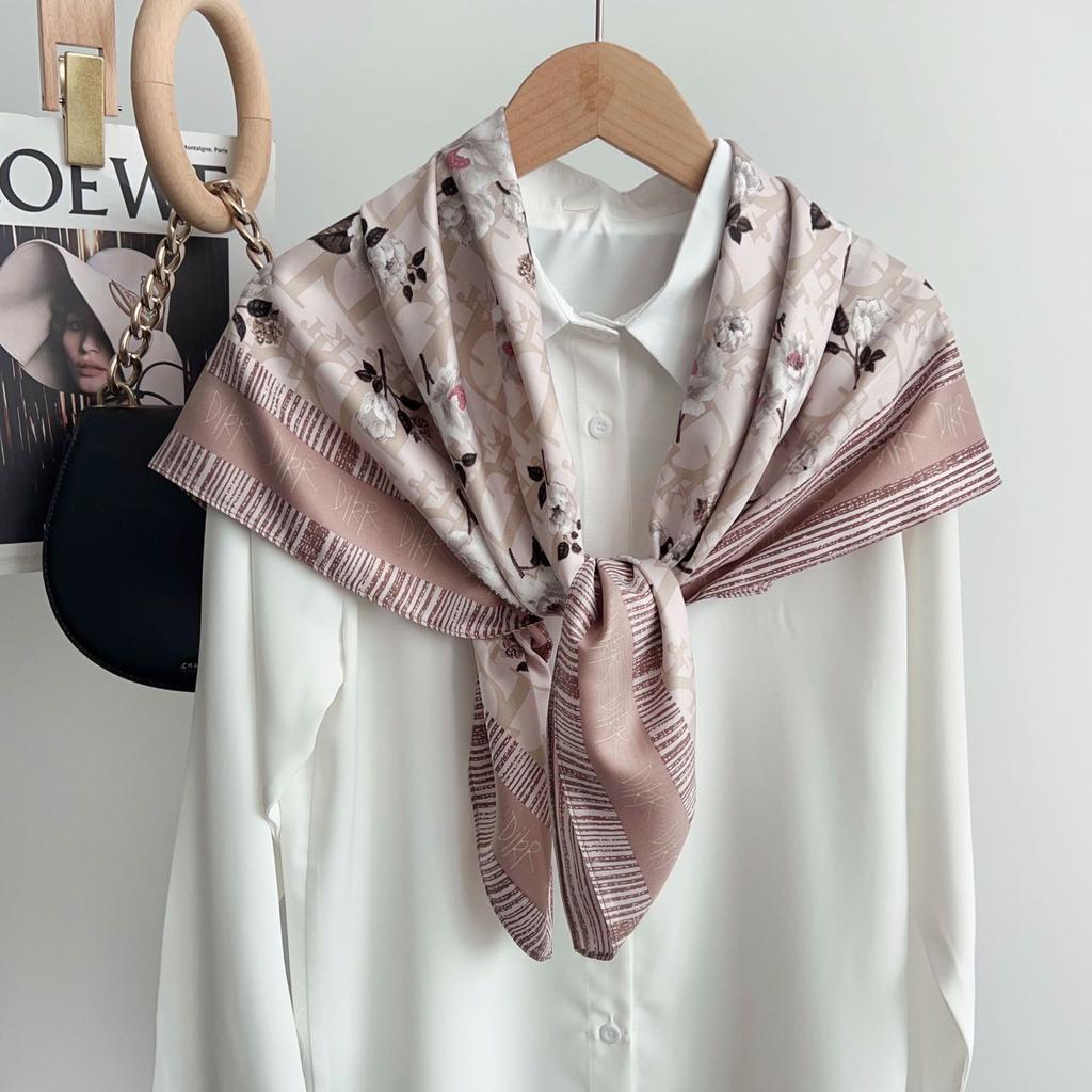90CM Four Seasons Square Large Square Scarf Luxusná dekoratívna košeľa Profesionálna šatka na hlavu Šál do vlasov Opaľovací krém Šatka na hlavu