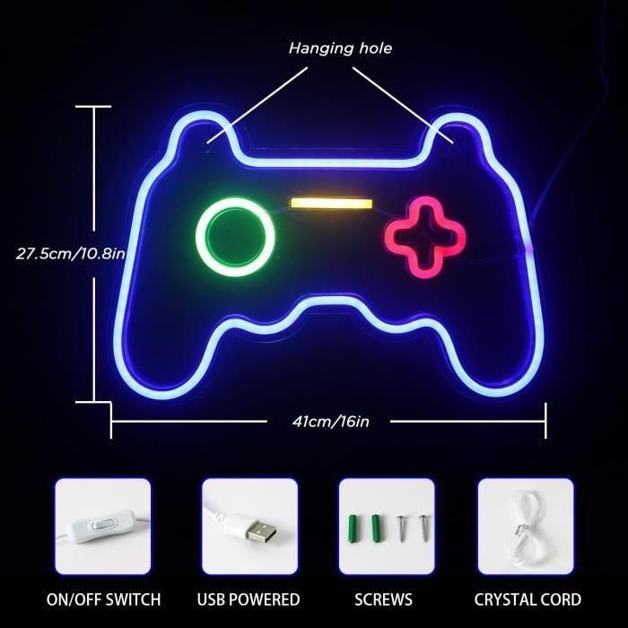 Enseigne au néon - ineonlife - manette de jeu xbox - led bleu - 27,5 x 41 cm - usb