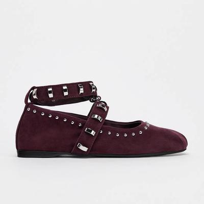 Suede Mary Jane Pumps Metal Decor Solid Color Elegant Concise Luxury Sexy Women Shoes Square Toe Flat With Party Dress