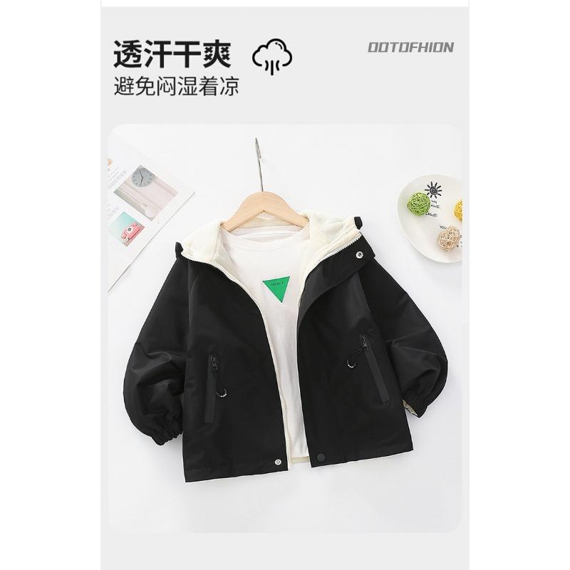 Girls Fleece Lined Reversible Hooded Jacket Kids Children Warm Outerwear