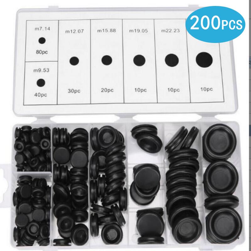 170 darabos fekete gumigyűrű készlet vezetékvédelemhez