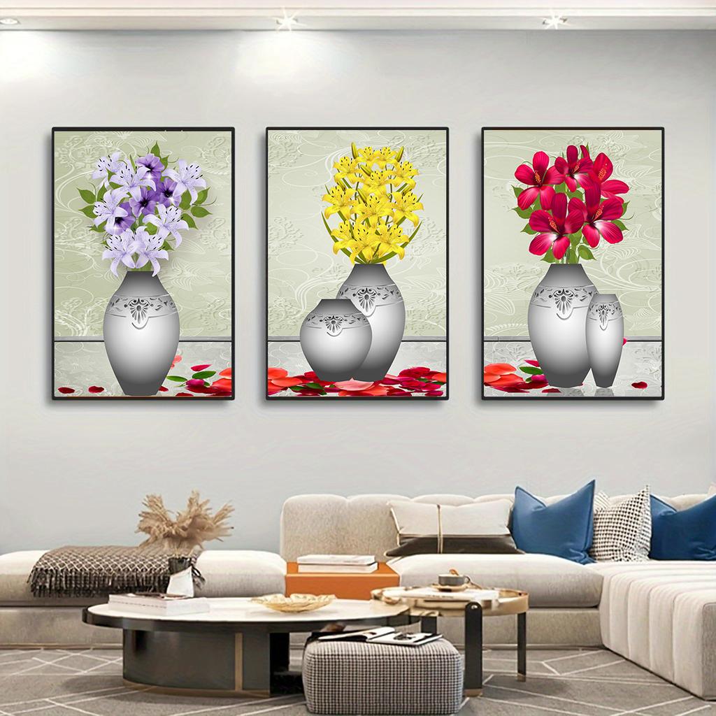 Retro Blumen Leinwandgemälde Wandkunst Bilder Chinesischer Stil Vintage Poster und Drucke für Wohnzimmer Flur Dekor