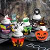 164PCS Halloween Cupcake Toppers Wrappers - Spider Web Pumpkin Zombie Hand Cake Party Decorations Supplies